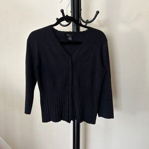 Fitted Washable Silk Knit Button Down Convertible Blouse Cardigan Top